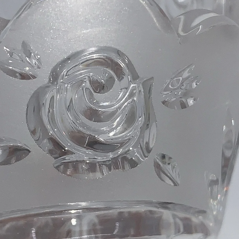 Oneida Germany Southern Garden Lead Crystal Frosted Rose Band Flower Bud Vase 7